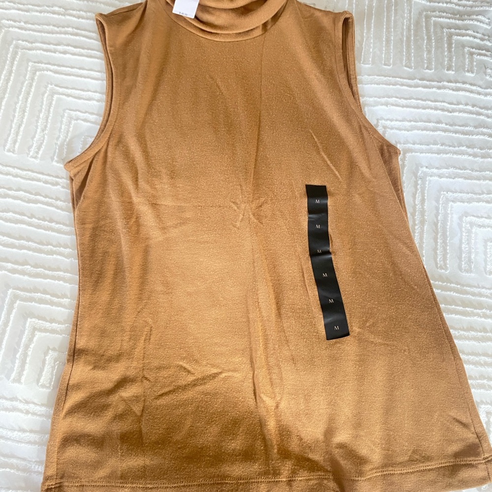 New Banana Republic Sleeveless Turtleneck Tan Top